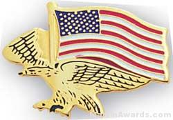 7/8″ Etched Soft Enamel Eagle Flag Chenille Letter Pin 1