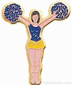 7/8″ Etched Soft Enamel Cheerleader Chenille Letter Pin 1
