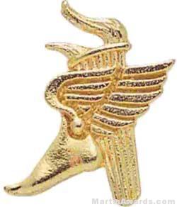 1″ Winged Foot Torch Chenille Letter Insert Pins 1