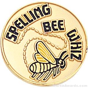 3/4″ Spelling Bee Whiz Round Enameled Lapel Pins 1