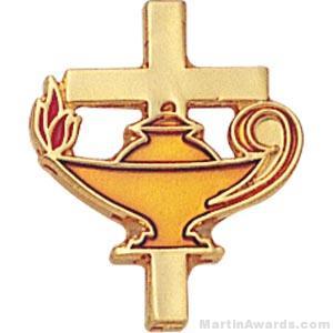 5/8″ Lamp with Cross Custom Lapel Pins 1