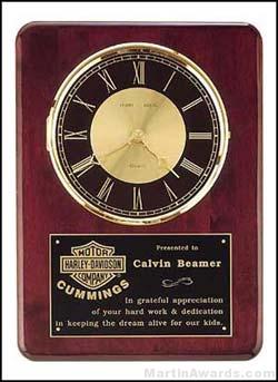 Clock Plaque Award – Rosewood Piano-Finish Clock with Black and Gold Dial 1