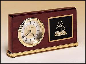 Clock Award – Rosewood Piano-Finish Desk Clocks with Engravable Plate 1